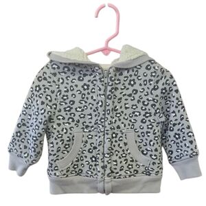 Faded Glory Leopard Grey Print Hoodie Zip Up Jacket Size 12mo